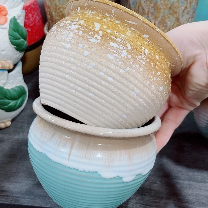 有孔。多肉陶瓷花盆满10元包邮