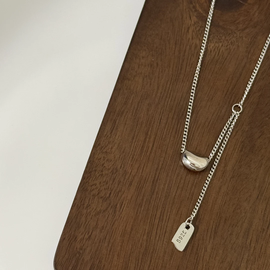 925银银制品 轻奢设计时尚气质小众设计项链-电白豆子套链0628