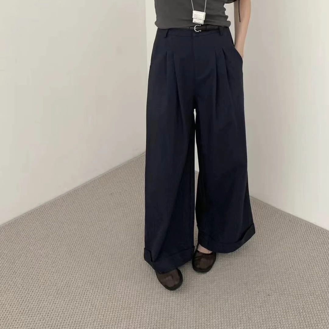 【硕和集】925018高腰显瘦直筒阔腿裤宽松休闲设计垂感舒适百搭长裤