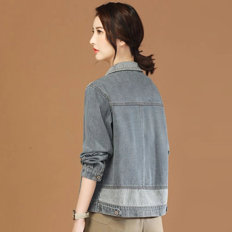 花花公子贵宾【清仓】秋新品】条纹拼接长袖牛仔短外套女2025秋新款