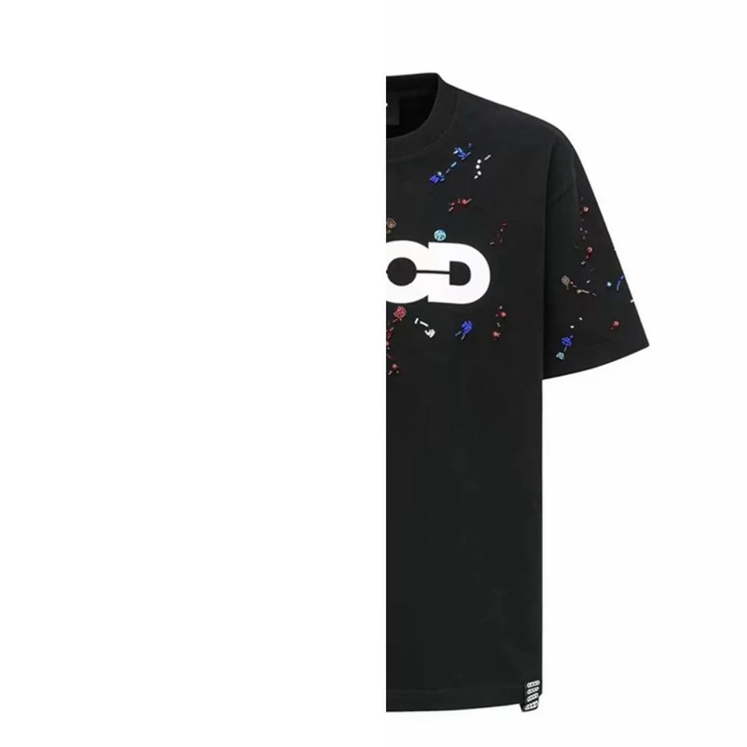 彩虹糖果绣珠轻奢时尚高级感短袖T恤 男女同款