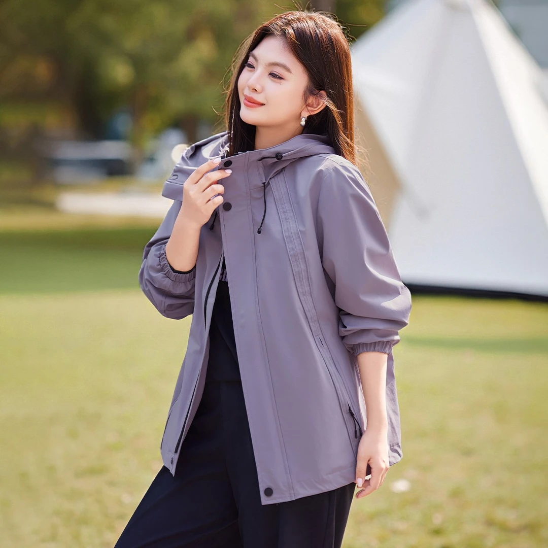 【现货-户外运动连帽冲锋衣】MsShe大码女装2025外套C2509044