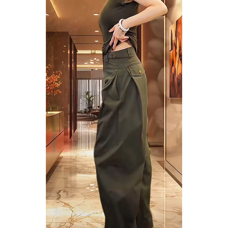 美式复古工装裤女2025夏新款小个子梨形身材高腰宽松显瘦阔腿