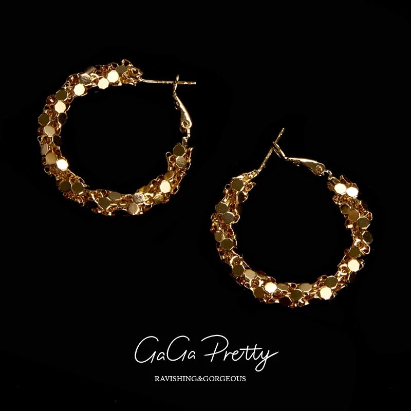 合金耳饰 GaGaPretty 镀K金时尚简约不规则亮片耳环