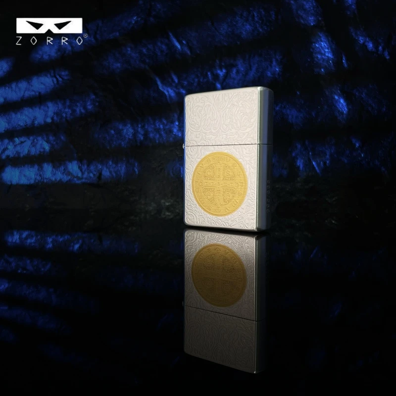 ZORRO二代平头包银康斯坦丁双色煤油防风打火机盔甲送礼男友礼物