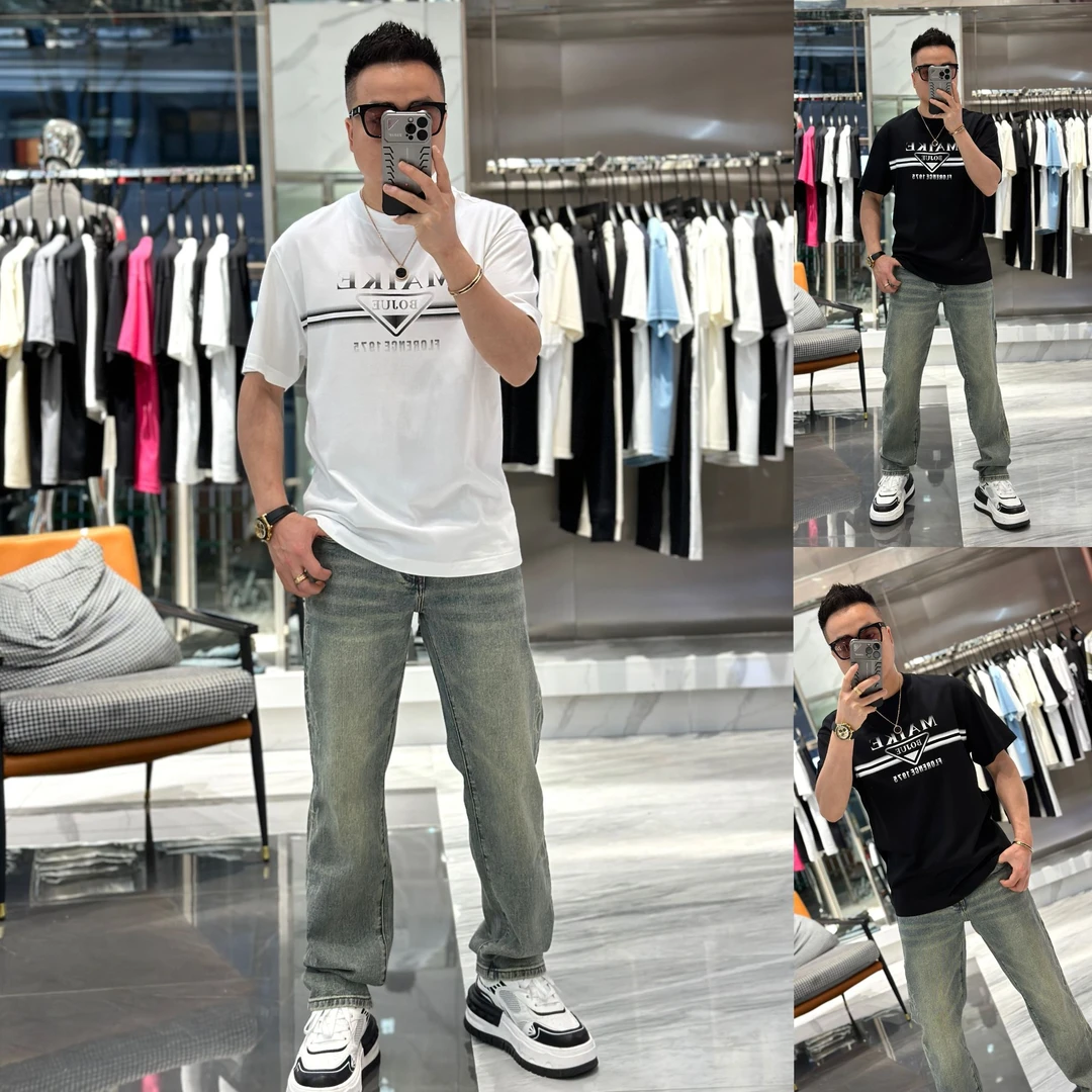 【发现者】2025男士夏季高工艺印花宽松休闲圆领短袖潮流T恤YN9595