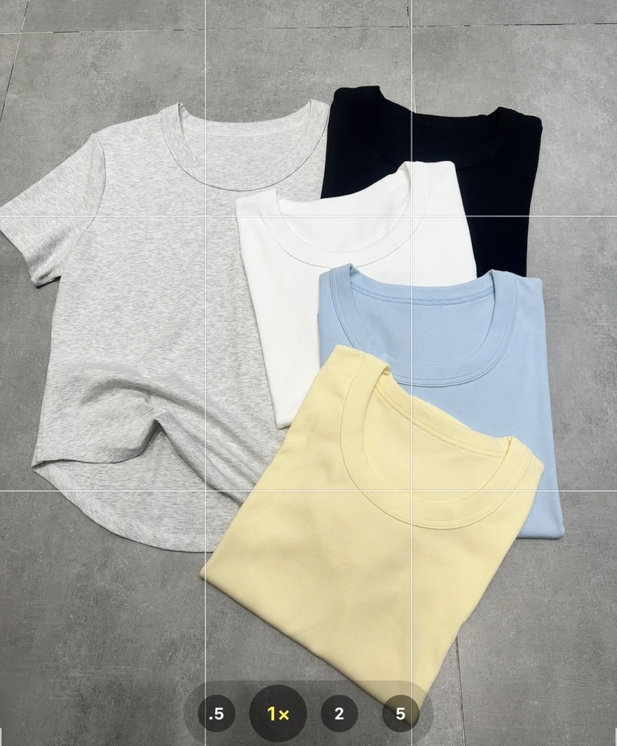 休闲风拼接U型领纯色T恤简约显瘦夏季