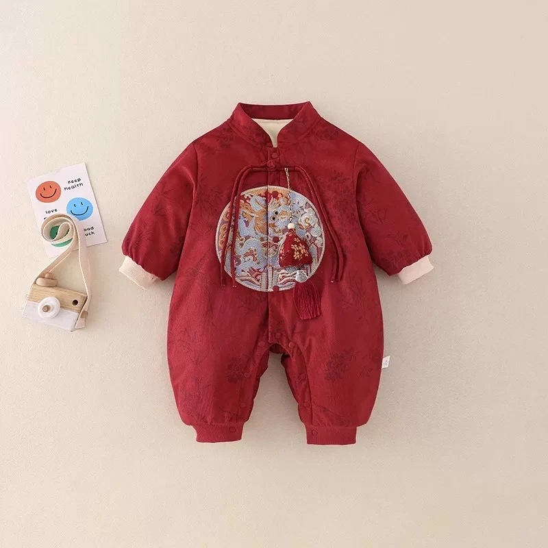 2025新款婴幼儿冬季可爱宝宝连体衣加绒加厚外出服