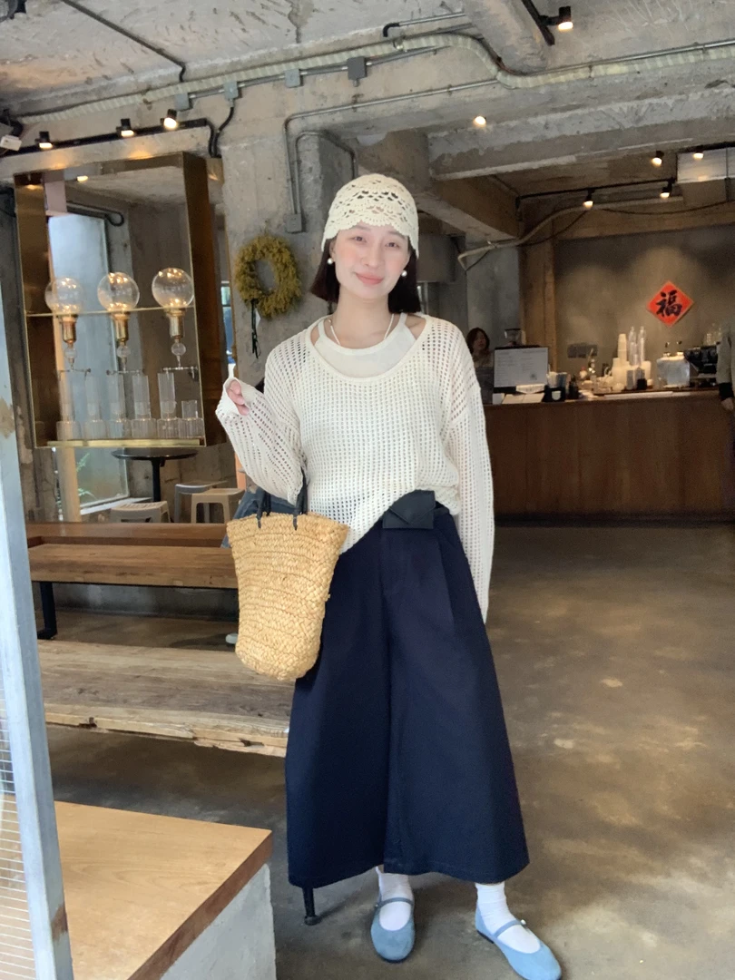 2502八分裤韩系高腰洗水棉大裤脚休闲宽松百搭松紧腰阔腿裤女