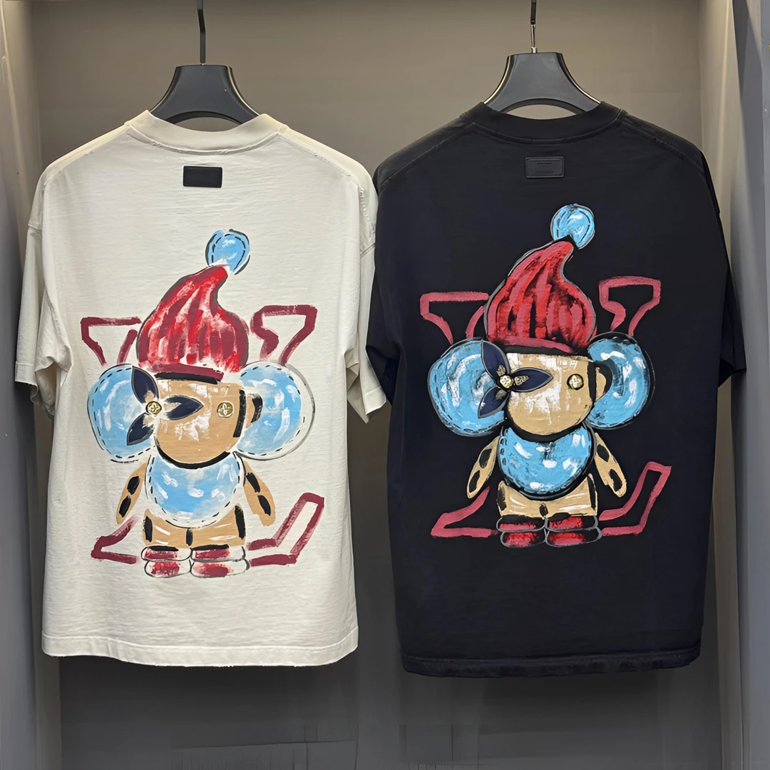 【阿伦】911#新款手绘卡通潮流男女同款短袖休闲时尚