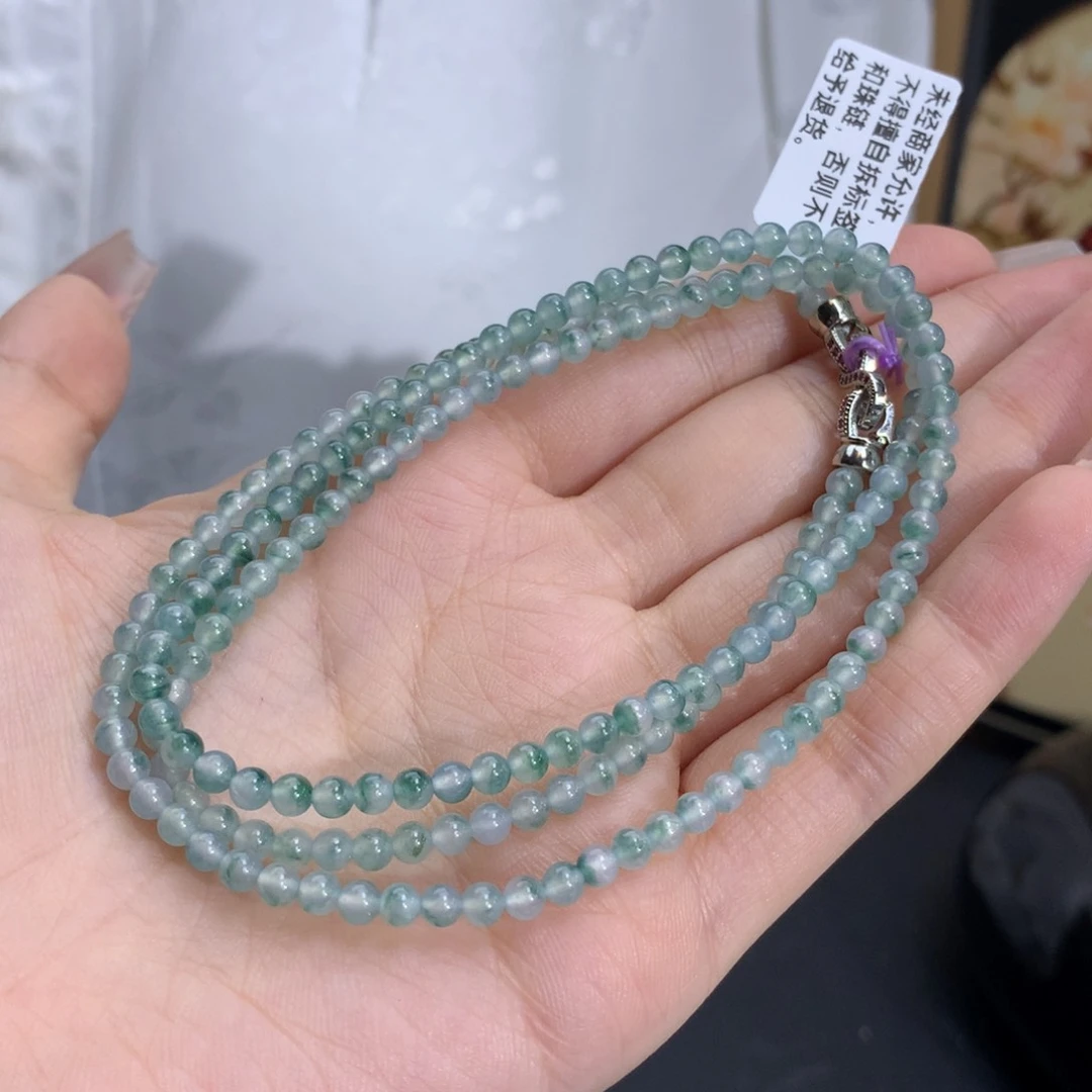 翡翠手链未镶嵌卡3.6冰胶蓝飘花
