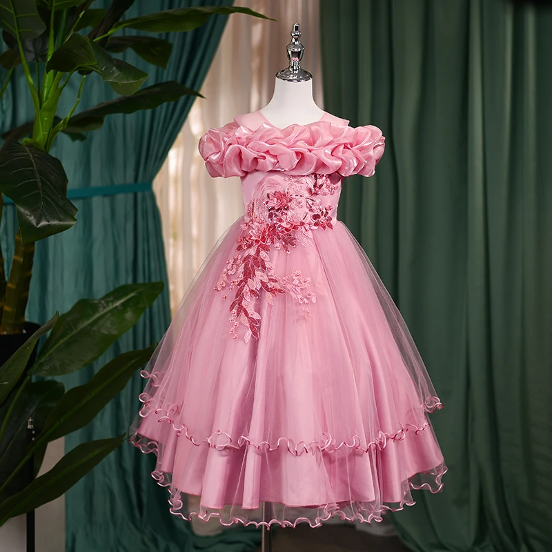 AL002女童礼服高级感2025新款洋气婚礼花童公主裙儿童生日礼服