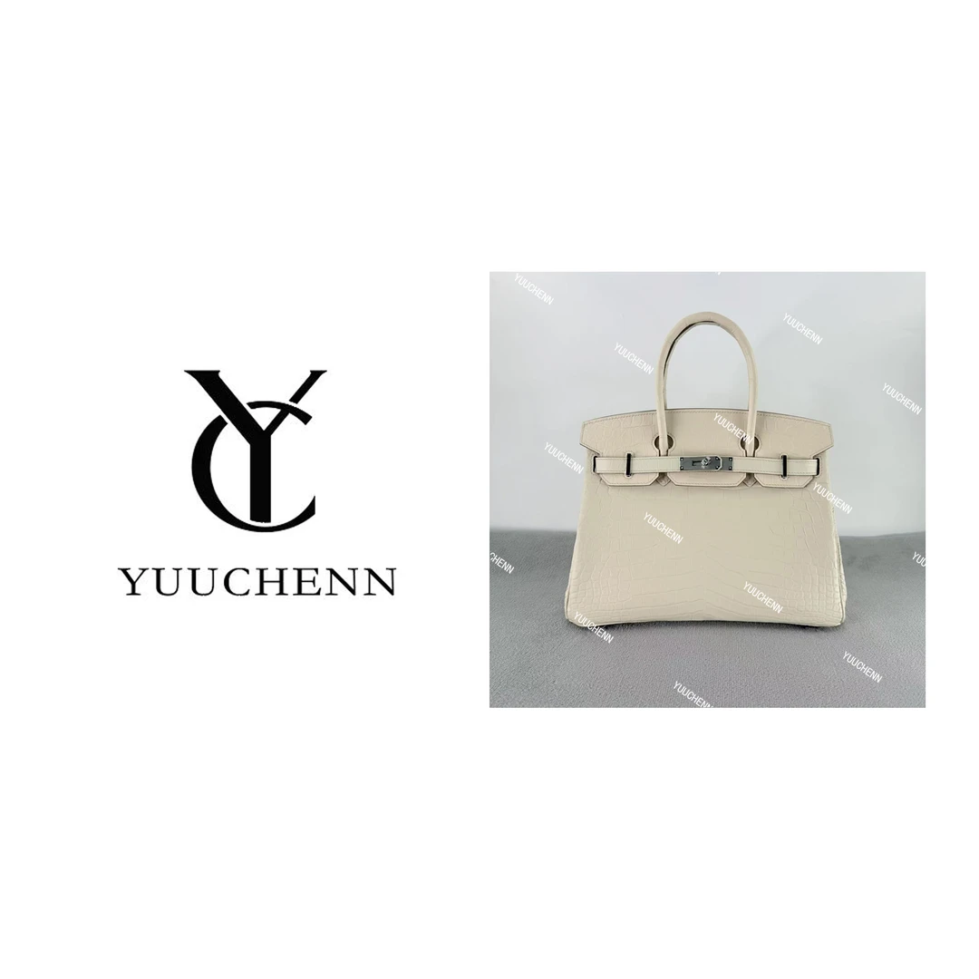 YUUCHENN/手工【birkin】进口鳄鱼皮30cm 冰川白 HH5552