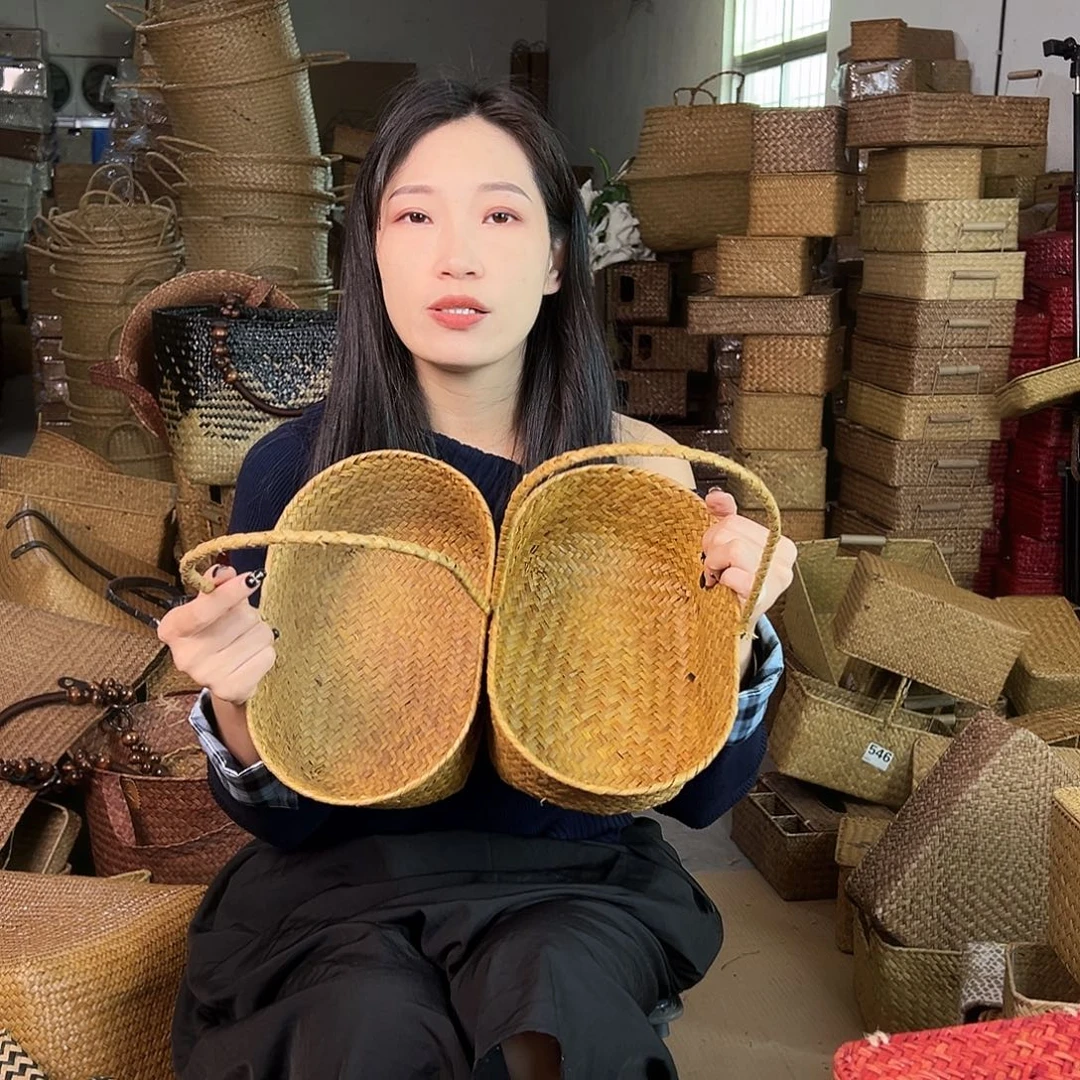 草编草编包/草编收纳盒带瑕疵