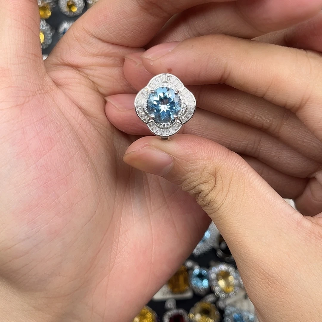 银S925镶嵌托帕石戒指