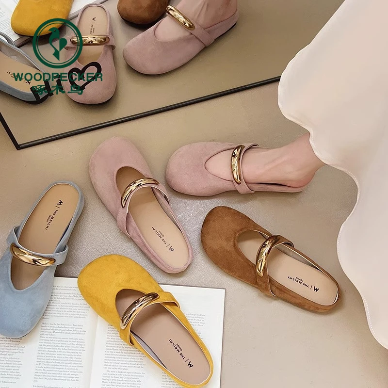 啄木鸟法式包头半拖鞋女外穿2025新款夏季一脚蹬勃肯鞋凉拖鞋单鞋