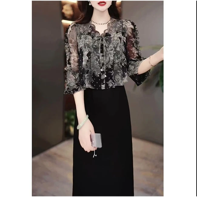 L8385 洋气百搭气质高级感女装2025年春夏新款中长款连衣裙