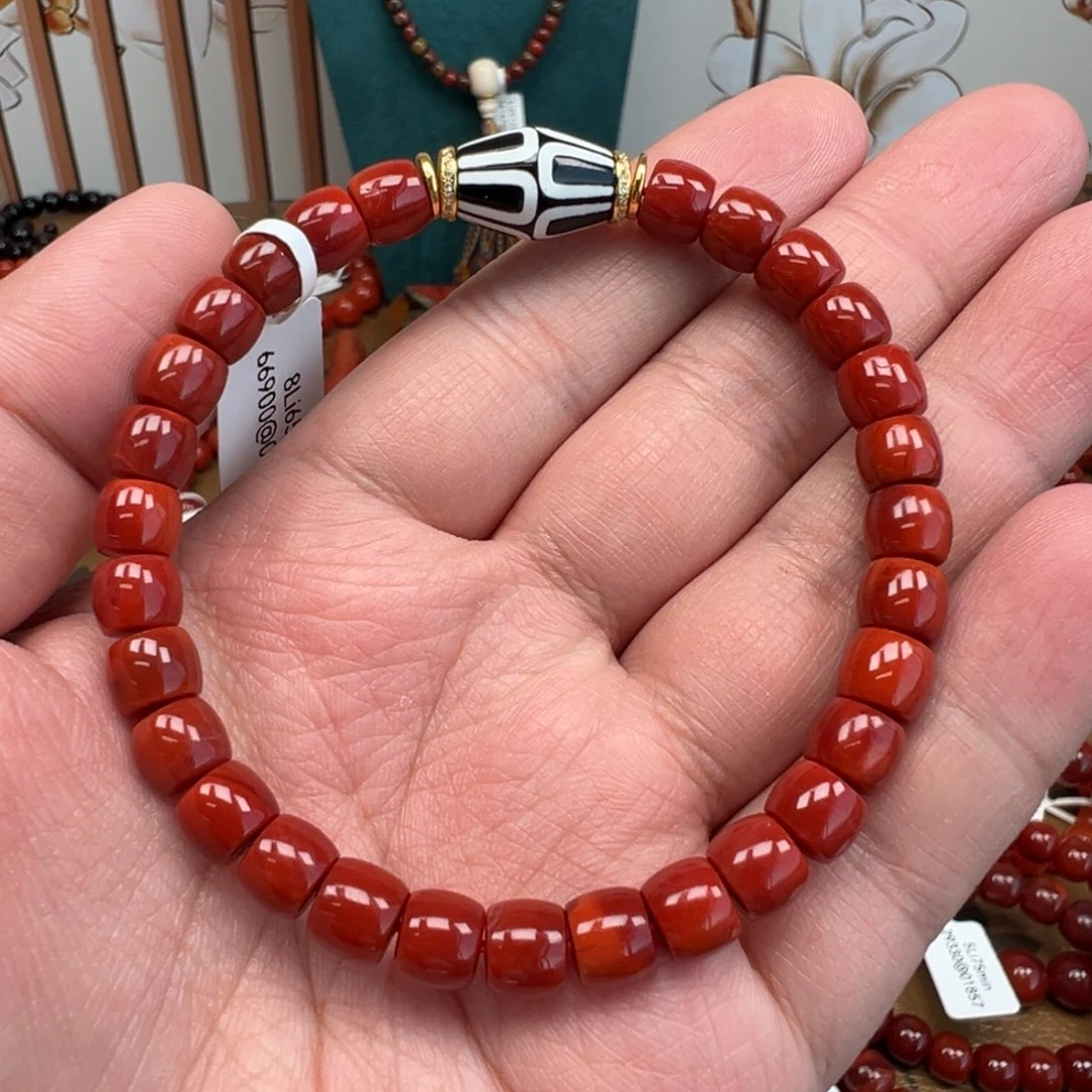南红玛瑙未镶嵌手链瓦西双色7mm