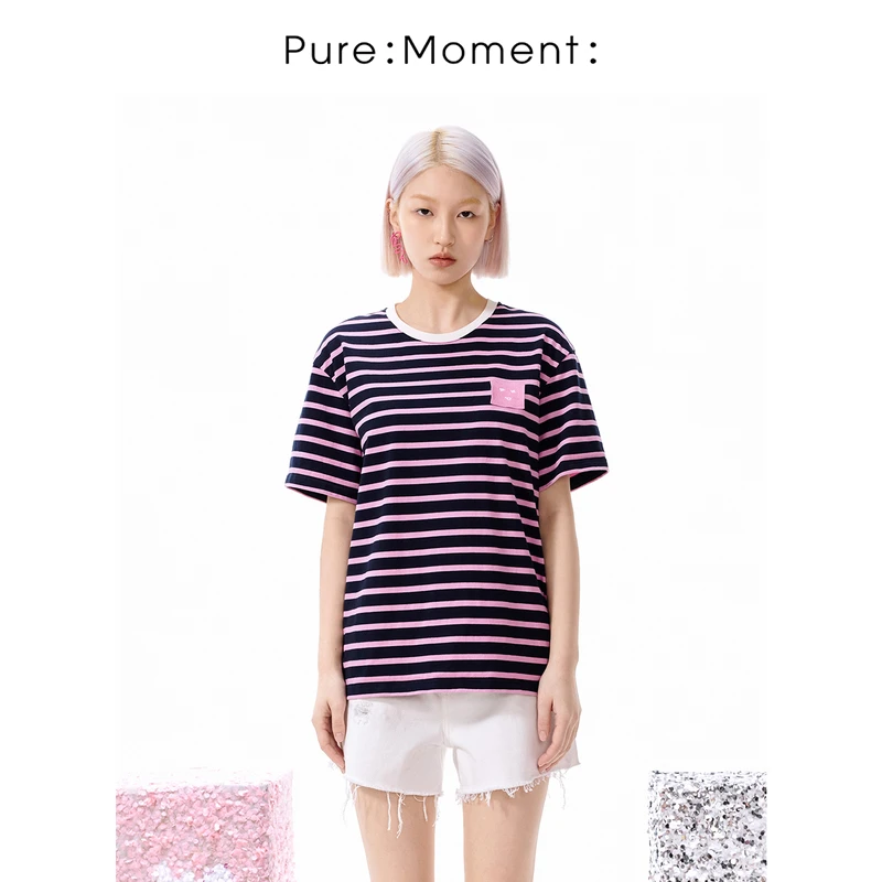 小麦檬Pure:Moment:活力百搭粉色T恤商场同款春夏装4E5201011