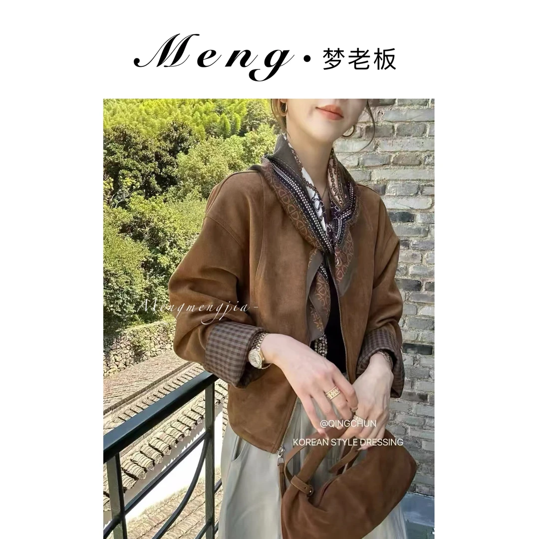 M·梦老板【九月上新】拼接秋季短外套撞色休闲短款Q35
