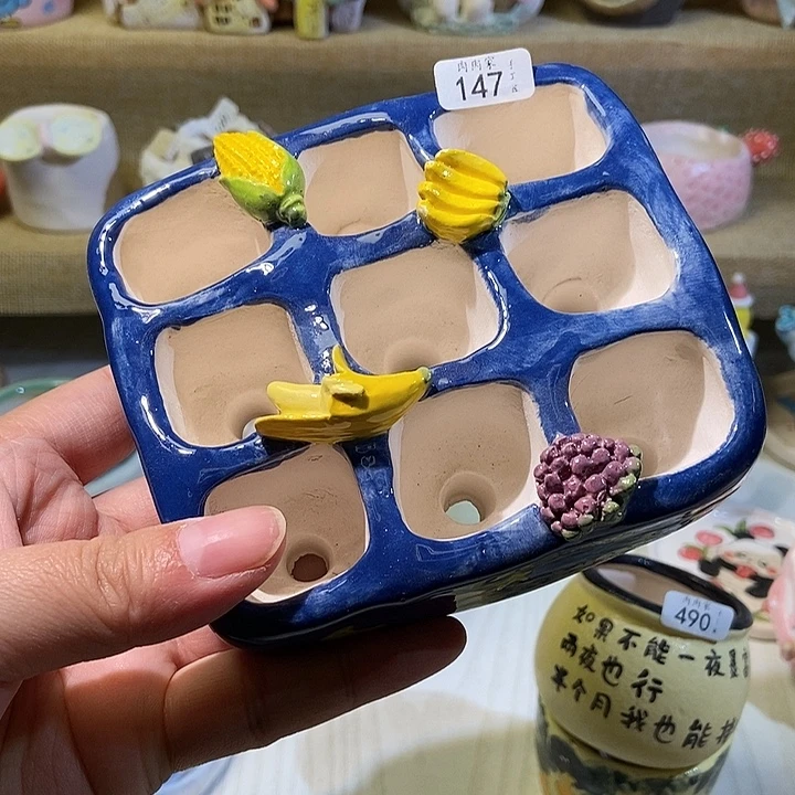 147手工手绘花盆，满29包邮