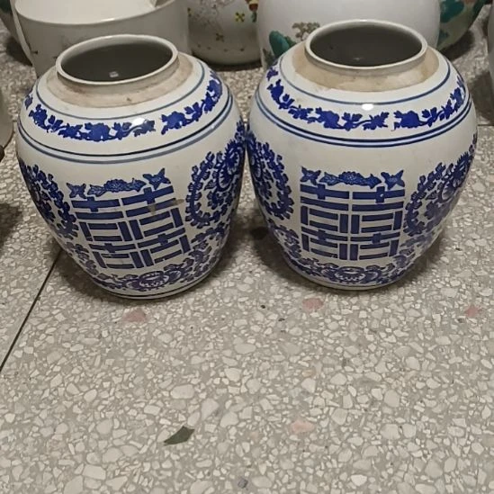 摆件双双双喜临门罐罐摆件青花陶瓷摆件青花陶瓷摆件青花