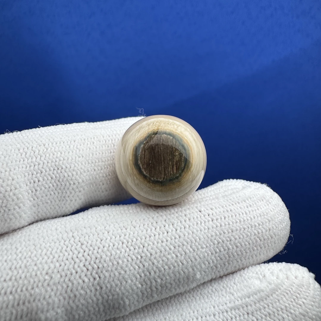 G2460天然猛犸牙 蓝眼睛圆珠单珠 18.2mm一物一图 假一罚十
