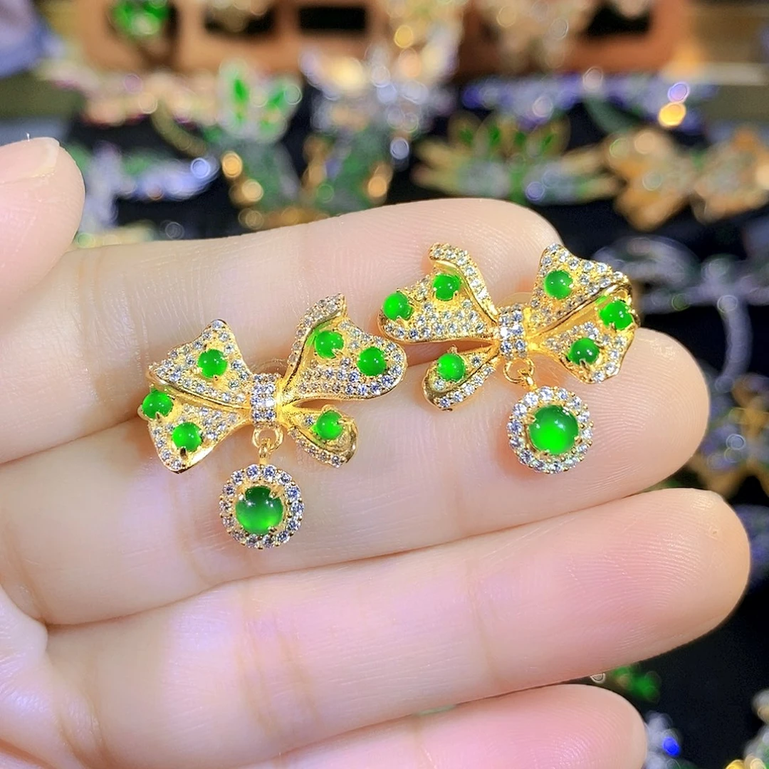 颈饰银S925镶嵌翡翠