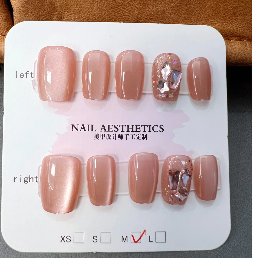 H331十片装半手工可拆卸穿戴美甲