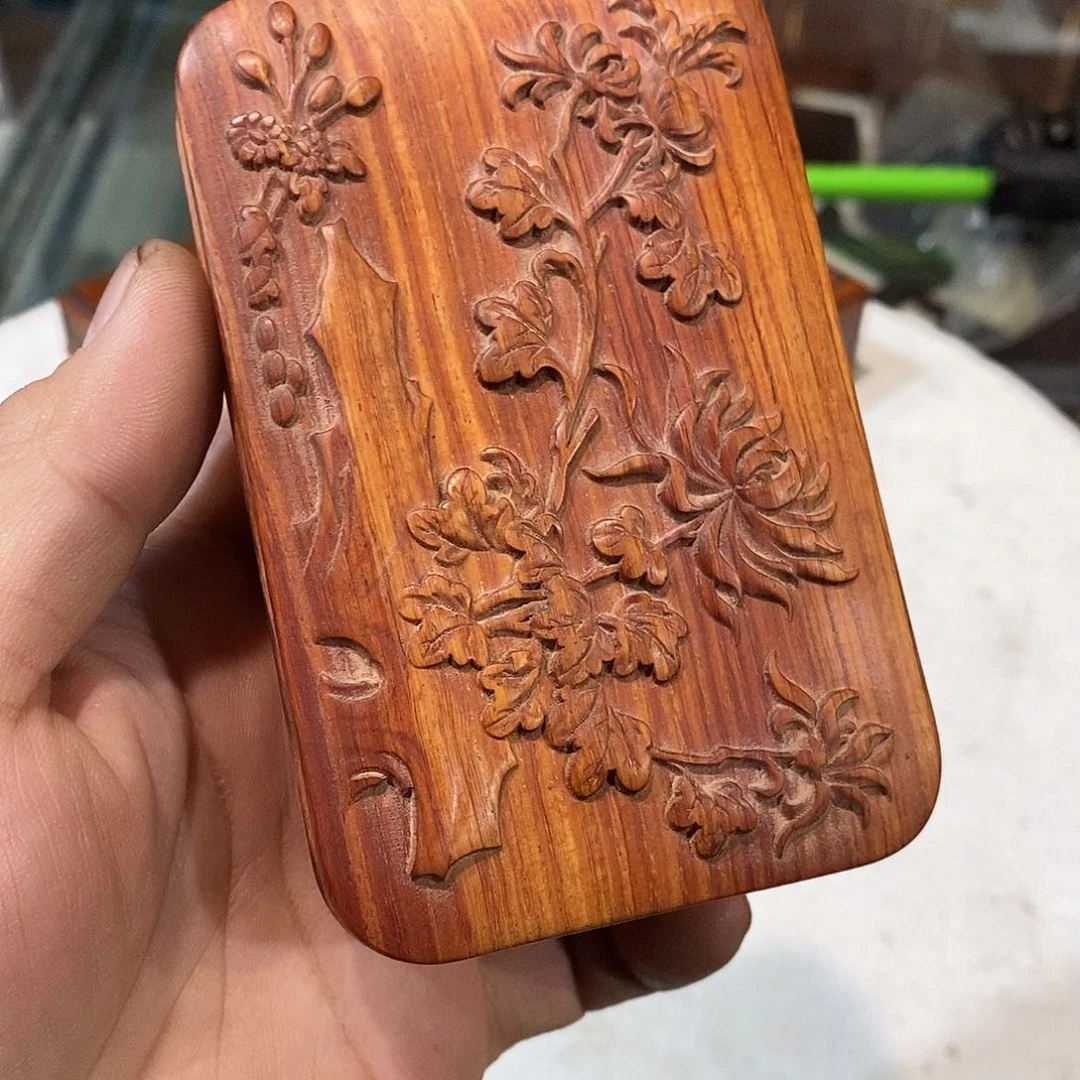 大果紫檀（缅甸花梨）整料掏空盒11.5/7.5/3.8