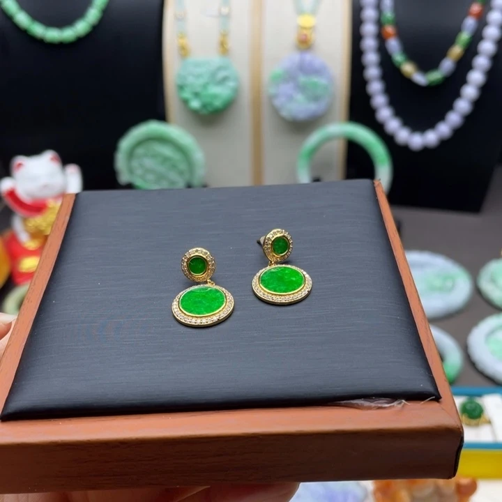 翡翠未镶嵌耳饰翡翠耳钉