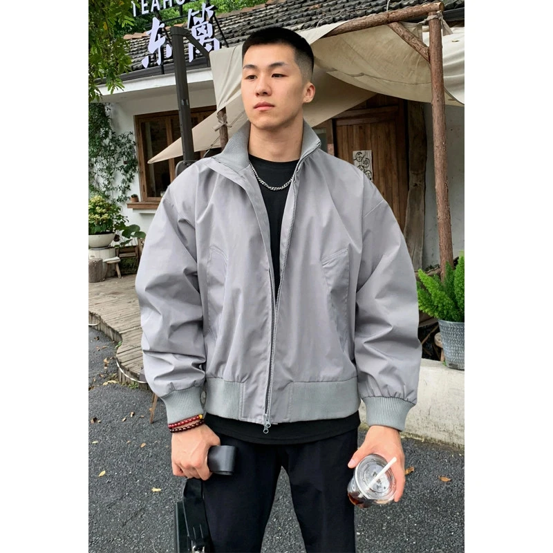 秋季新款男士廓形飞行员夹克立领美式bomber男女同款高品质外套