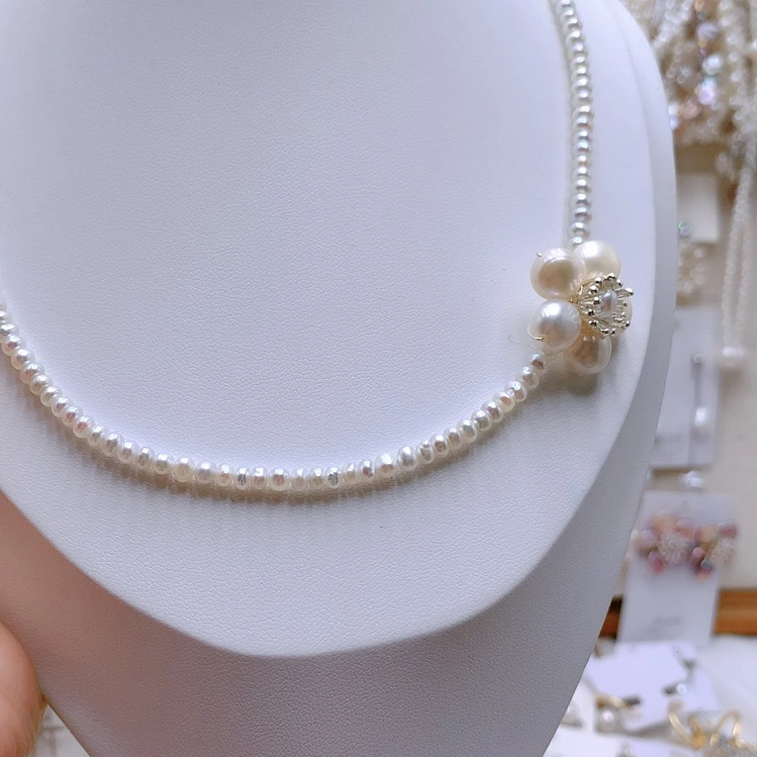 银S925镶嵌耳饰淡水珍珠