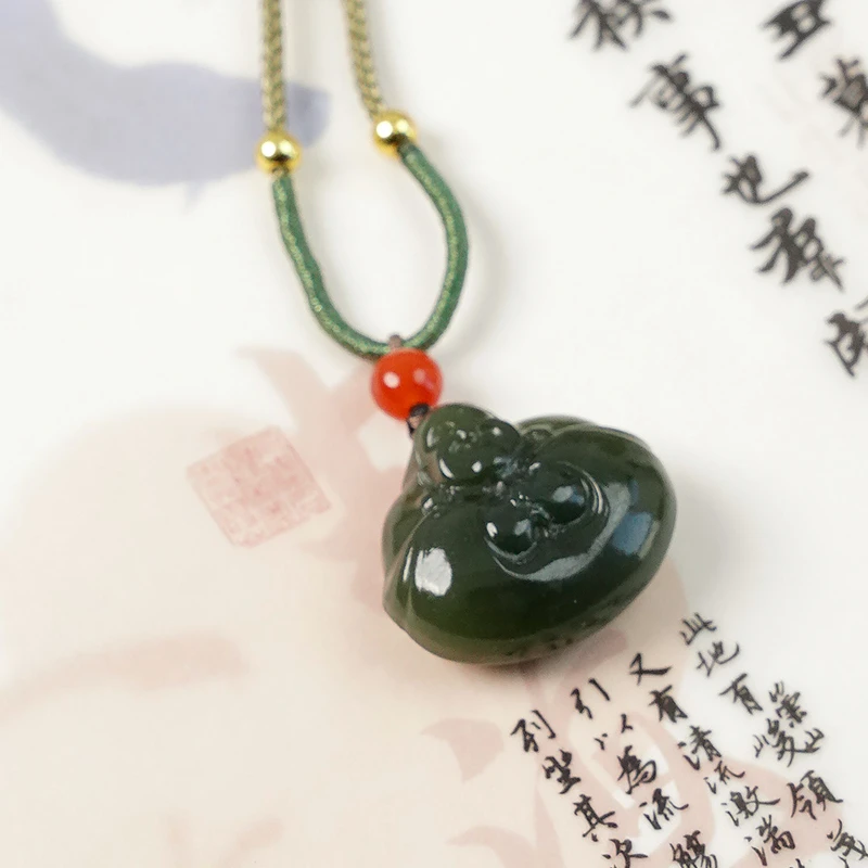 天然和田玉佛公吊坠项链-2390