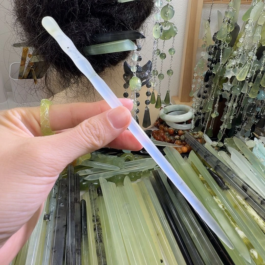 蛇纹石玉合金发饰