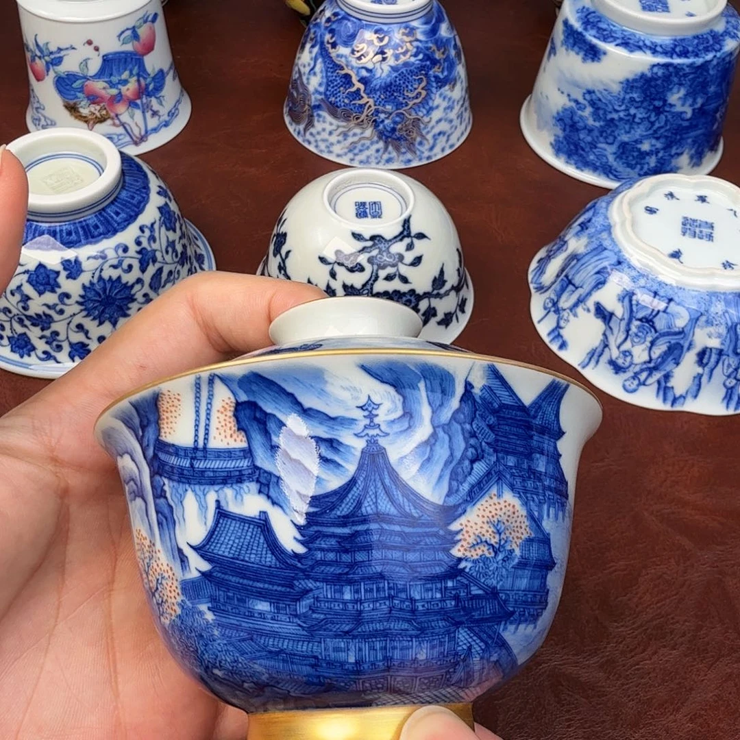 现代景德镇全手工全手绘茶具防拍链接