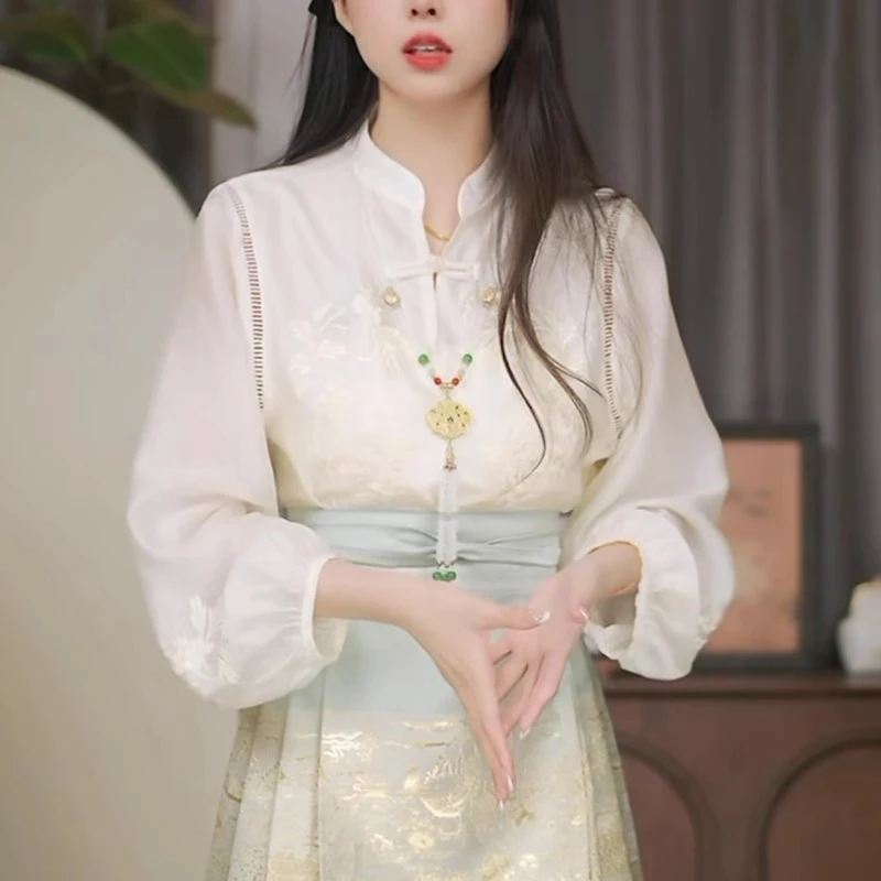 2025新中式-【刺绣上衣】原创国风立领刺绣上衣新中式夏季薄款日常