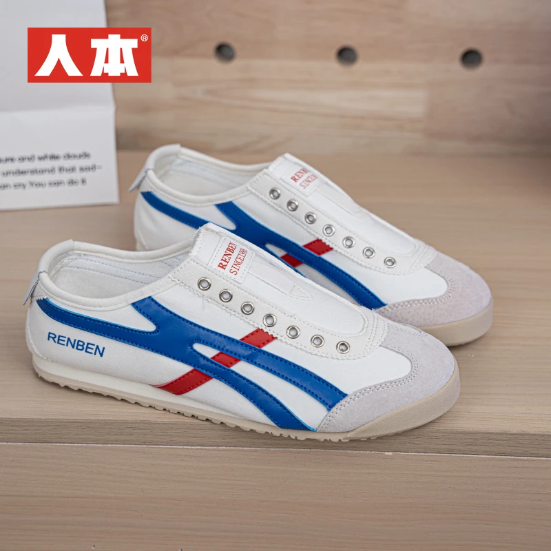 人本阿甘鞋男款春秋季爆款帆布鞋软底透气男鞋一脚蹬懒人鞋