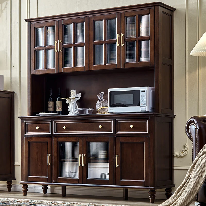 方寸毫厘美式餐边柜纯全实木储物柜上下双层高柜子法式中古客餐厅