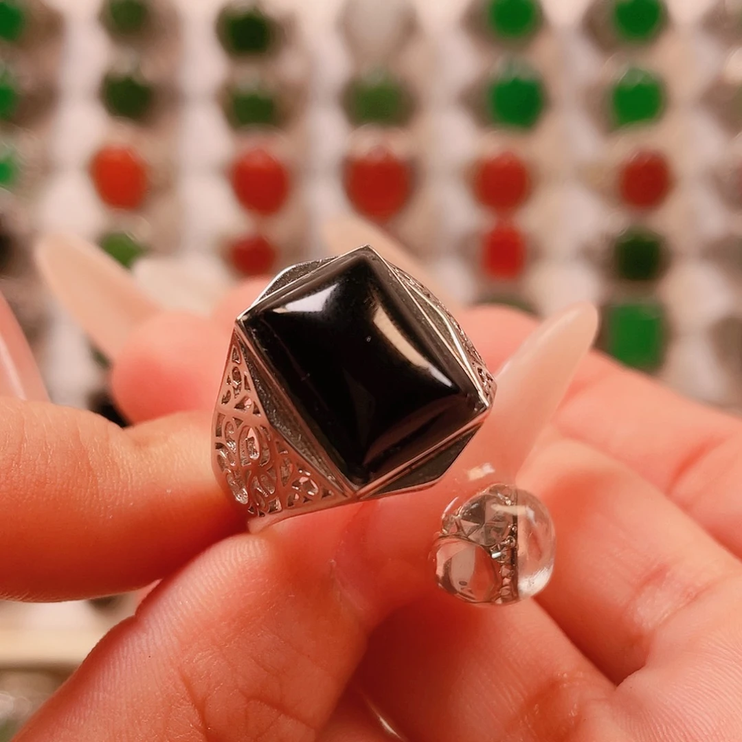 银S925镶嵌戒指玛瑙/玉髓