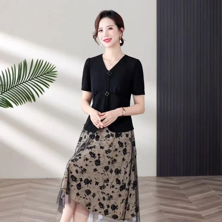 【A829】新款夏季碎花时尚修身显瘦高端气质遮肚套裙