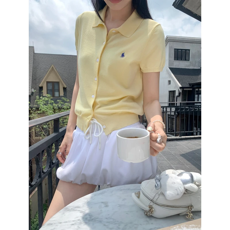 【SHEII】小马刺绣polo领修身百搭短袖 M5277004