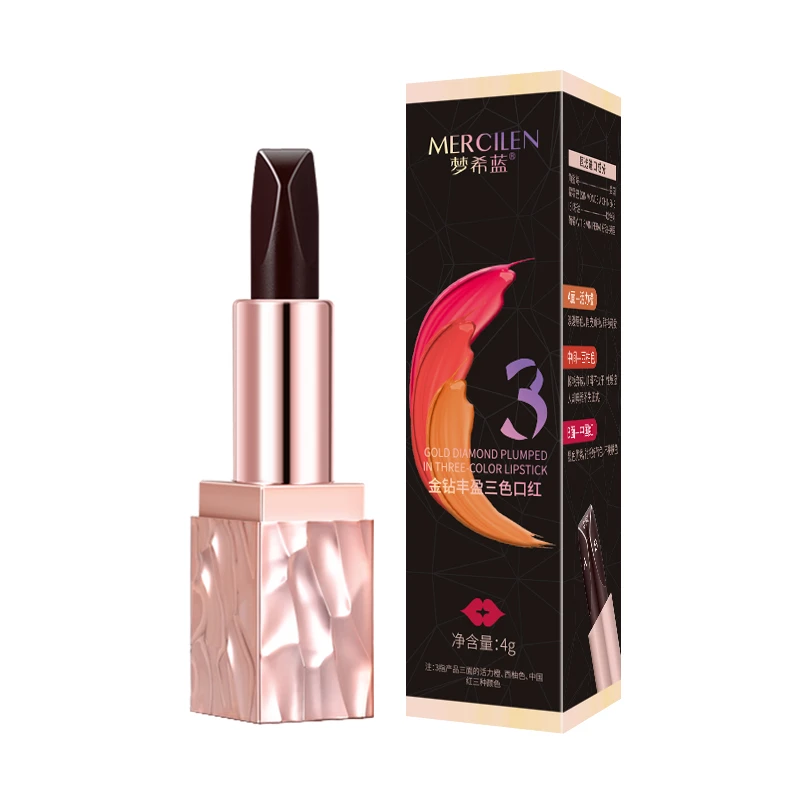 MERCILEN/梦希蓝金钻丰盈防水三色口红