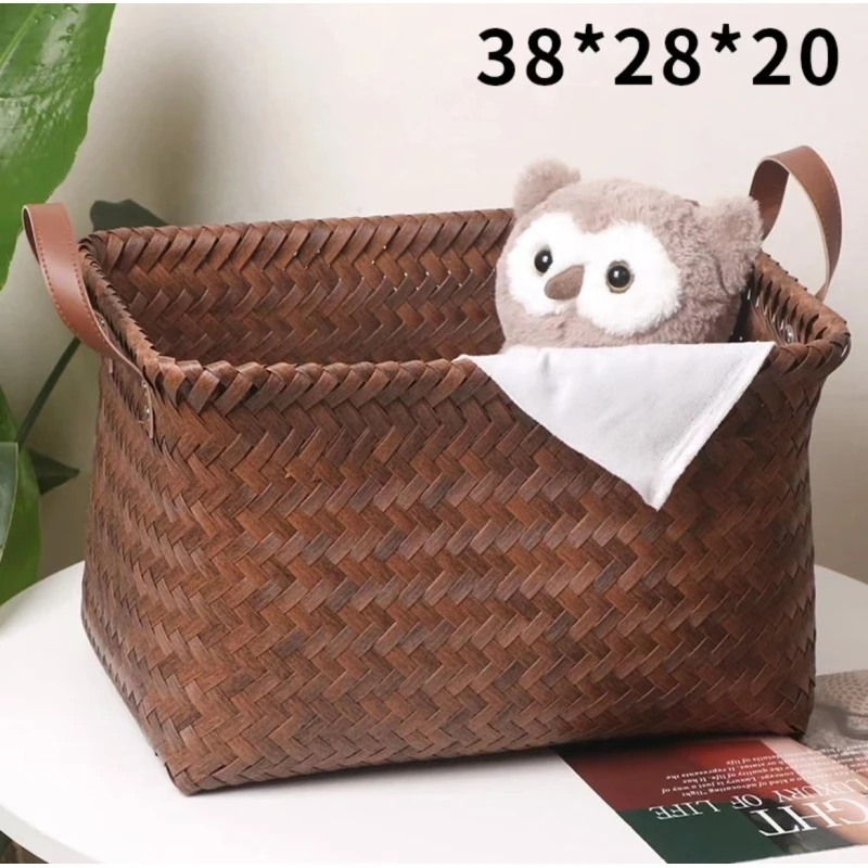 MWH8整理筐储物筐仿藤编手工草编大号收纳筐38*28*20