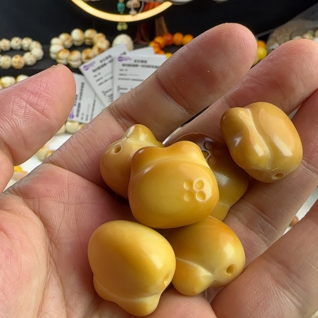 菩提根/象牙果手串微瑕疵炭烤兔头5颗