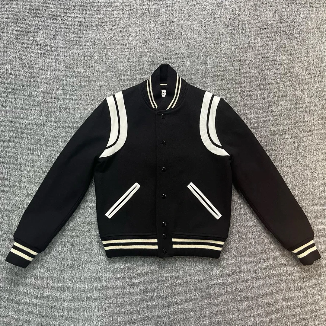 99新 YSL/圣罗兰 拼皮经典棒球服/38码/99新/12059