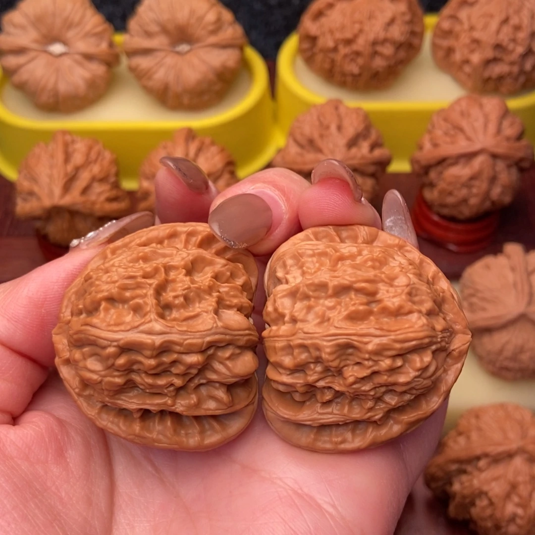 把件文玩核桃41三角白