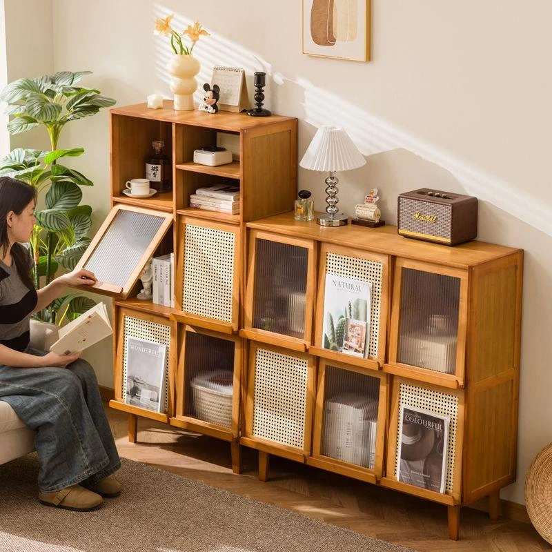 收纳柜储物柜书柜多功能翻门书架杂志置物架客厅组合边柜矮柜斗柜