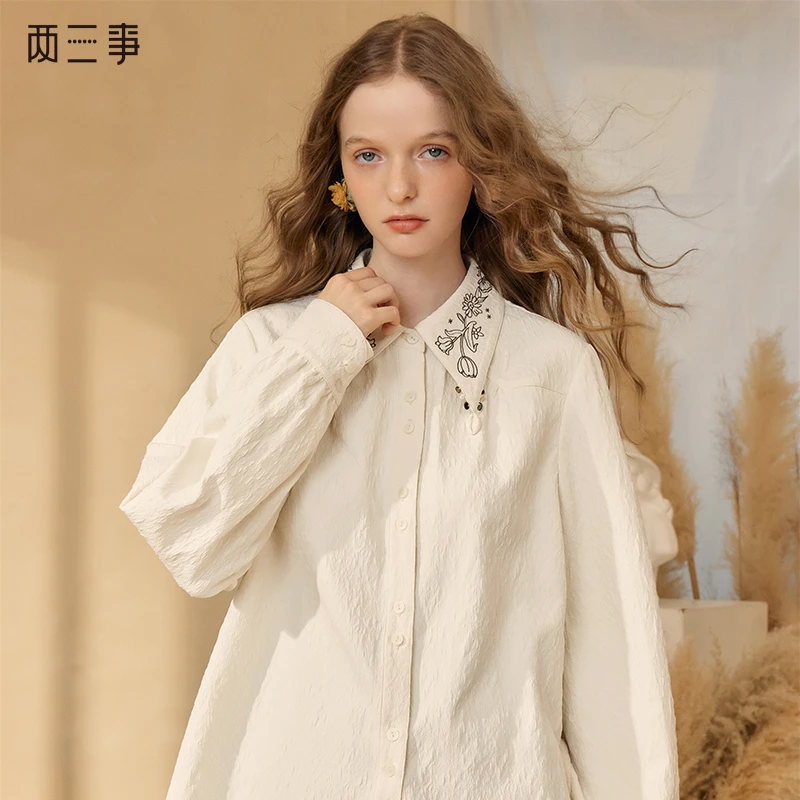 两三事 风花光尘 纽扣长袖衬衫S24DC008
