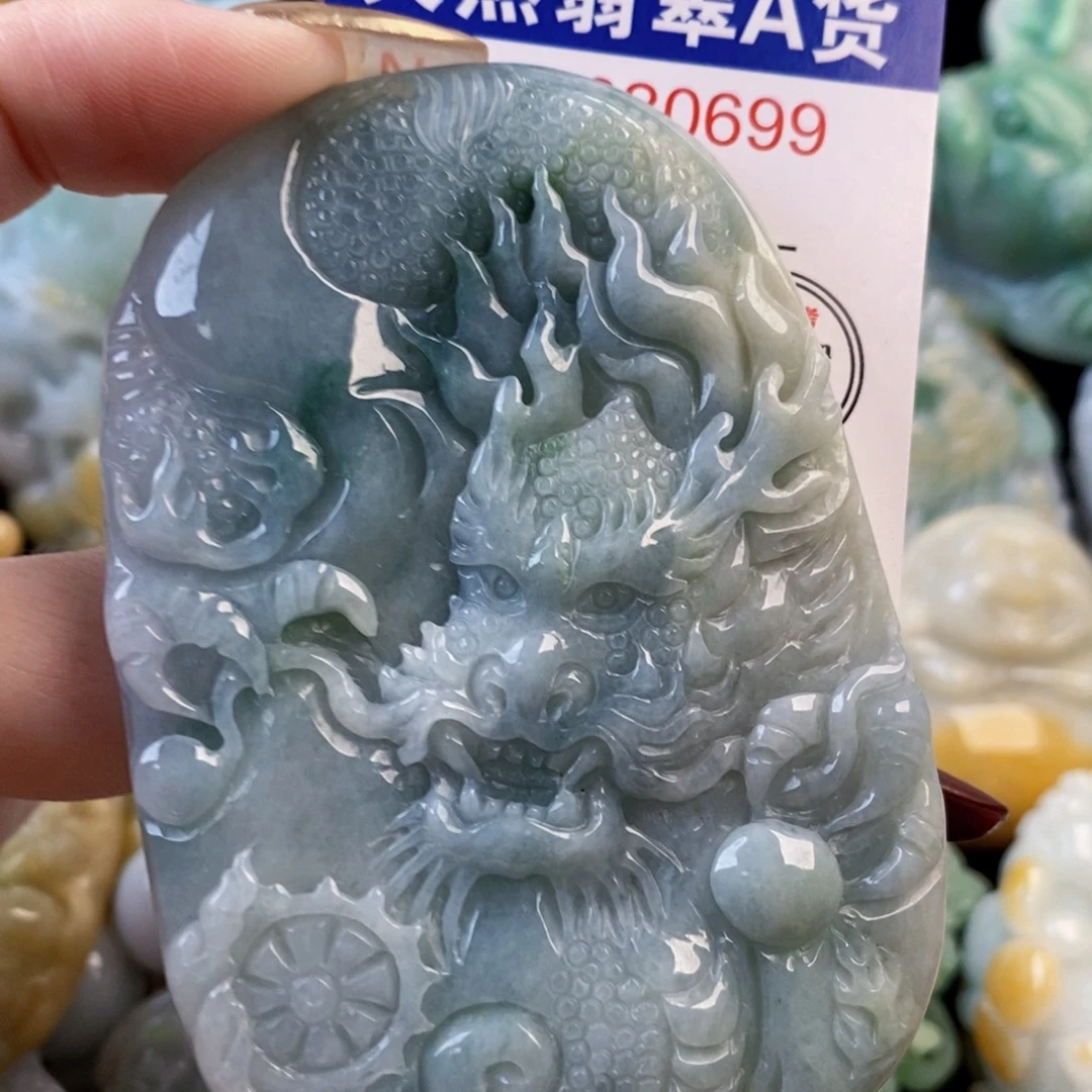 翡翠9K金镶嵌吊坠(不含链)